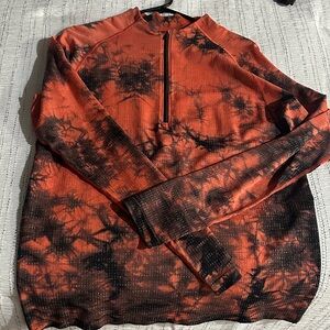 lululemon athletica Men's Long-Sleeve Half-Zip Tie-Dye Top - Orange & Black
